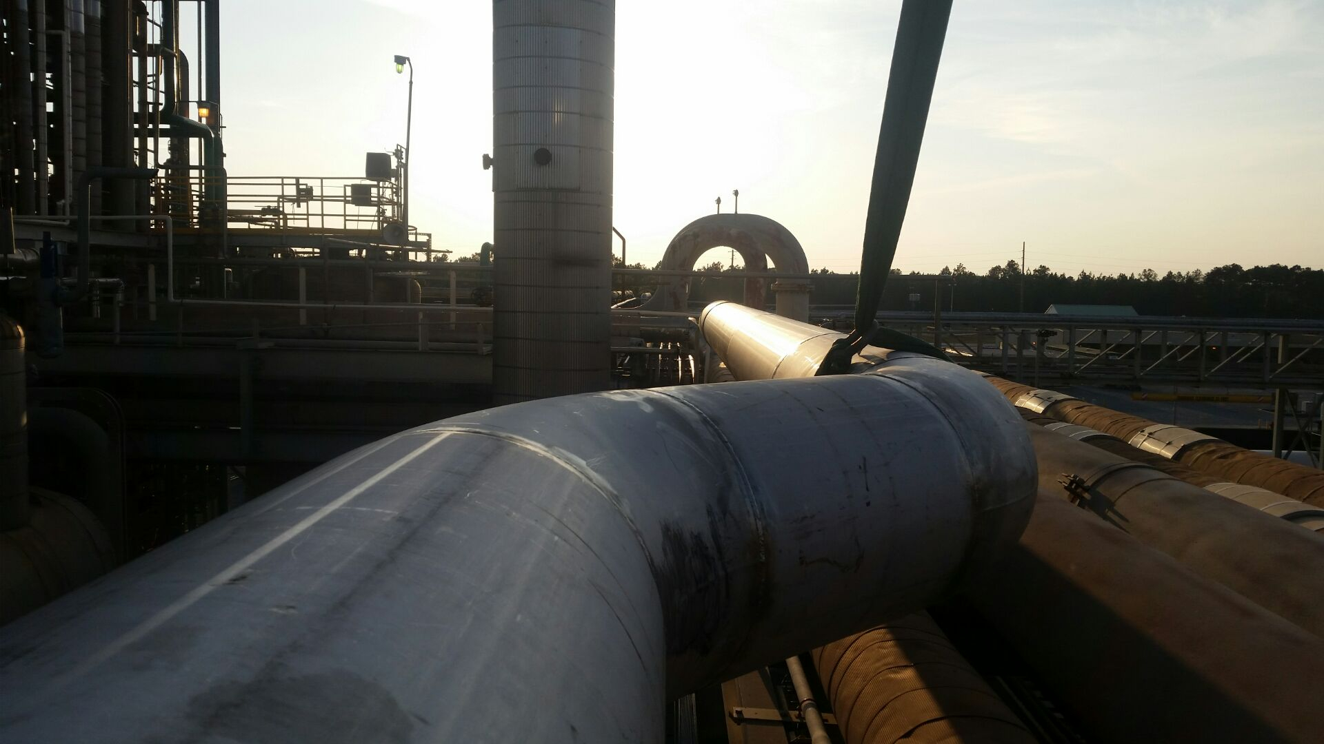 Process piping at a plant